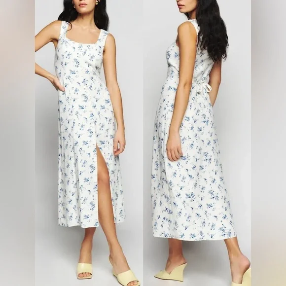 NEW Reformation Londyn Floral Button Down Sleeveless Midi Dress sz 8 - Picture 1 of 8